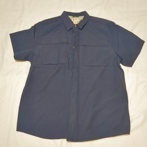 Haggar Clothing Men's Fitted Button Down Shirt Blue Large NWT